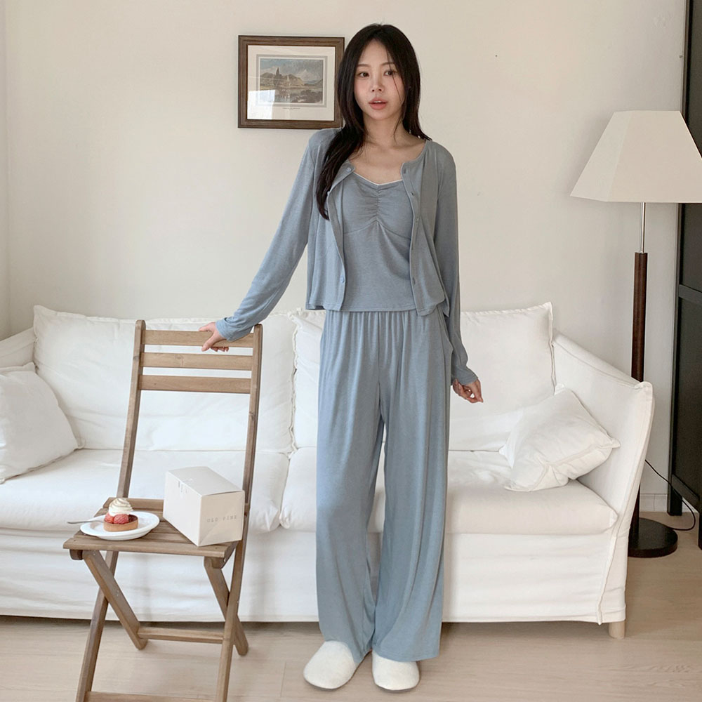 브리즈 긴팔 파자마 캡내장 쓰리피스 잠옷세트 2color - 상세 이미지 3