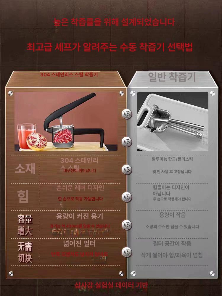 스텐 착즙기 레몬 오렌지 스퀴저 즙 짜기 과일 녹즙기 [304 수동 착즙기 - 석류 착즙 가능] - 상세 이미지 5