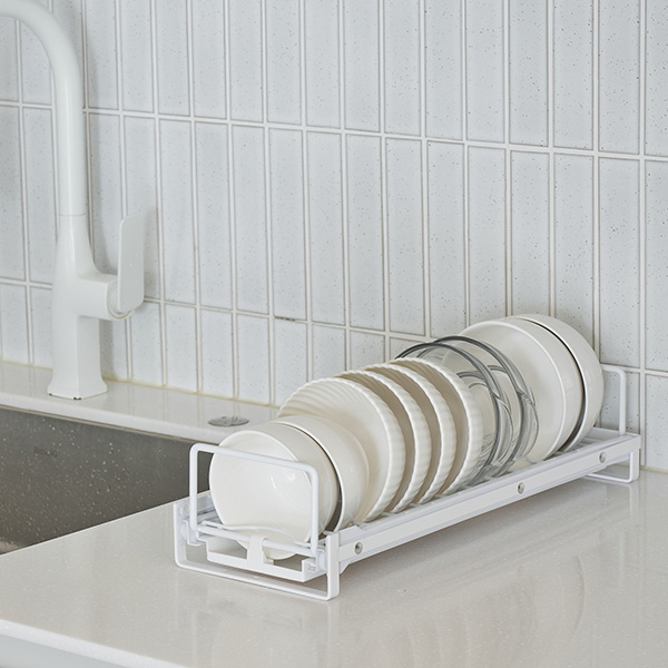 코드리빙 화이트 카본 스틸 싱크대 슬라이딩 선반 그릇 정리대 1단 45CM 2BC - 상품 이미지