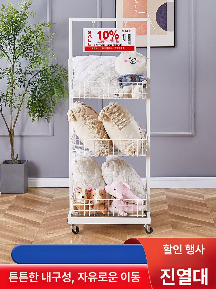 편의점매대 과자진열대 세일매대 철제 3단 이동식 대형 철사 화이트 55x55x140cm - 상세 이미지 2