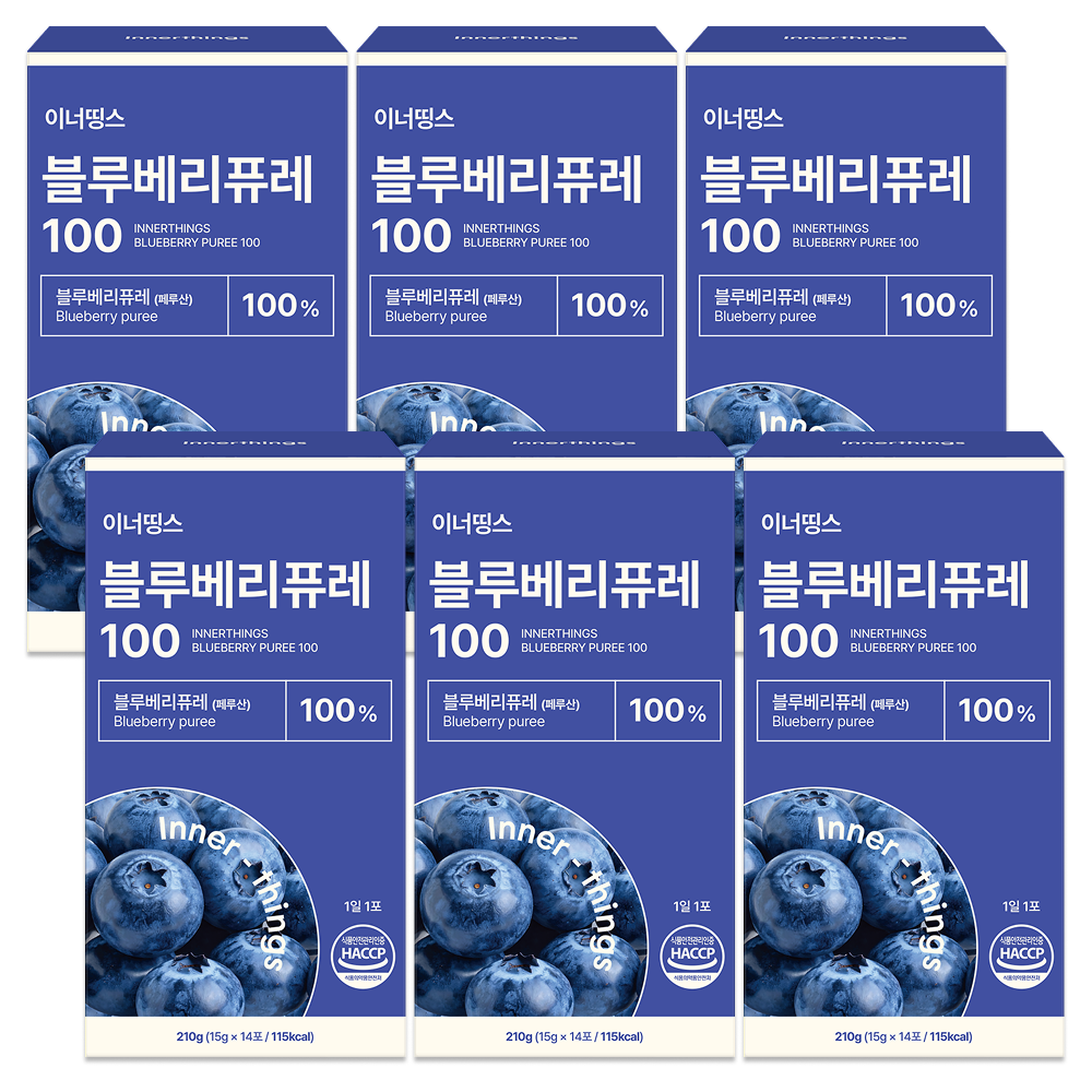 이너띵스 NFC 블루베리 퓨레 100% 즙 스틱 14포, 6개 - 상품 이미지