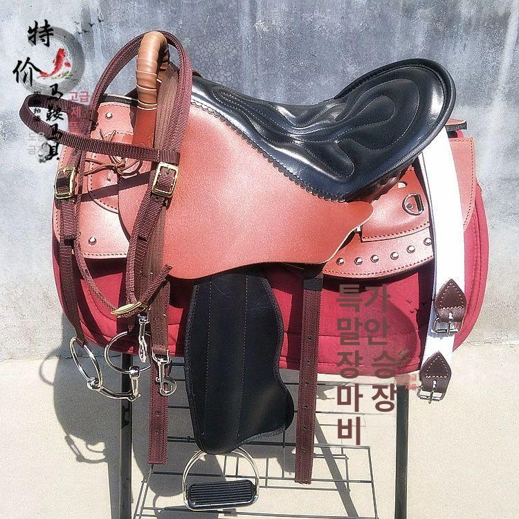 말 안장 패드 경주마 보호 승마용품 시트 좌석 쿠션 흡수 오토바이 하네스 관광용 세트 - 상세 이미지 4