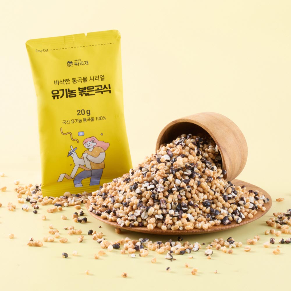 싸리재 통곡물 시리얼 스틱포장 [ 유기농 볶은 곡식 20g 7봉지] 무설탕 현미 후레이크 이미지 6