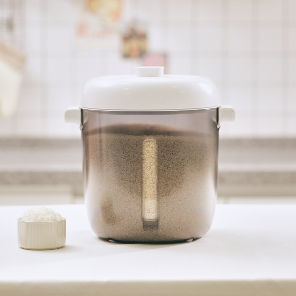 보만 원터치 무선 진공 쌀 보관 통 10kg 밀폐용기 분리세척가능 12kg, 반투명 - 상품 이미지