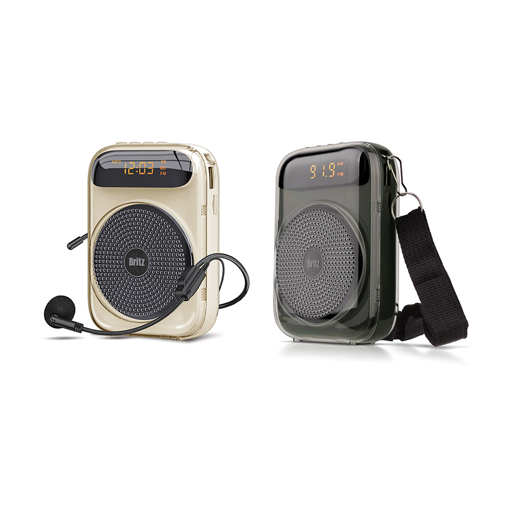 브리츠 휴대용 블루투스 5.3 디지털 확성기 메가폰 스피커 라디오 USB재생 + 헤드마이크 이미지 7