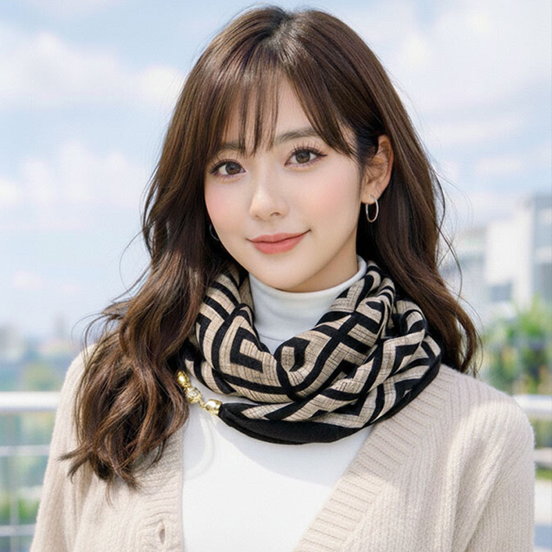 금색 진주자석스카프 꽃무늬 가방 목 홈쇼핑 실크핏 원터치 - 상품 이미지