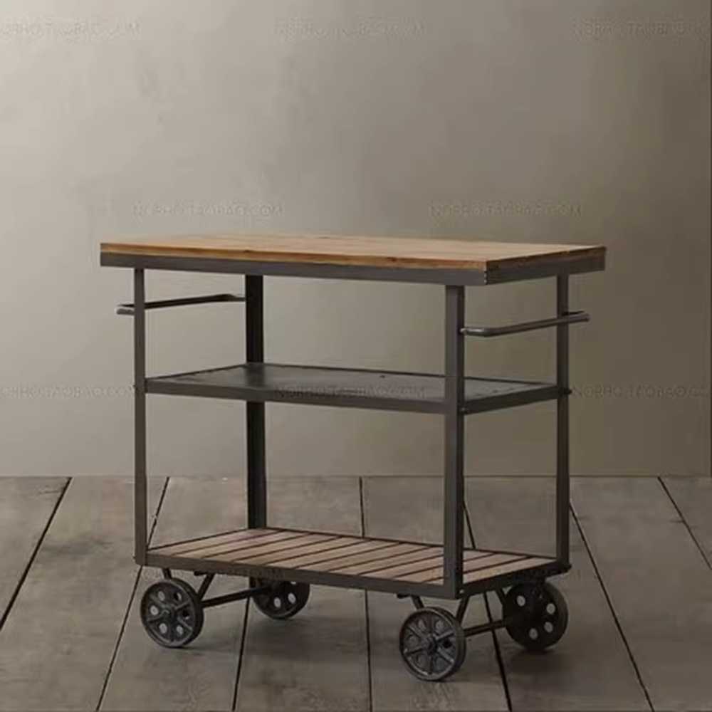 원목 와인 카트 호텔 레스토랑 커피 라운지 서빙 트롤리 60x35x75 - 상세 이미지 4