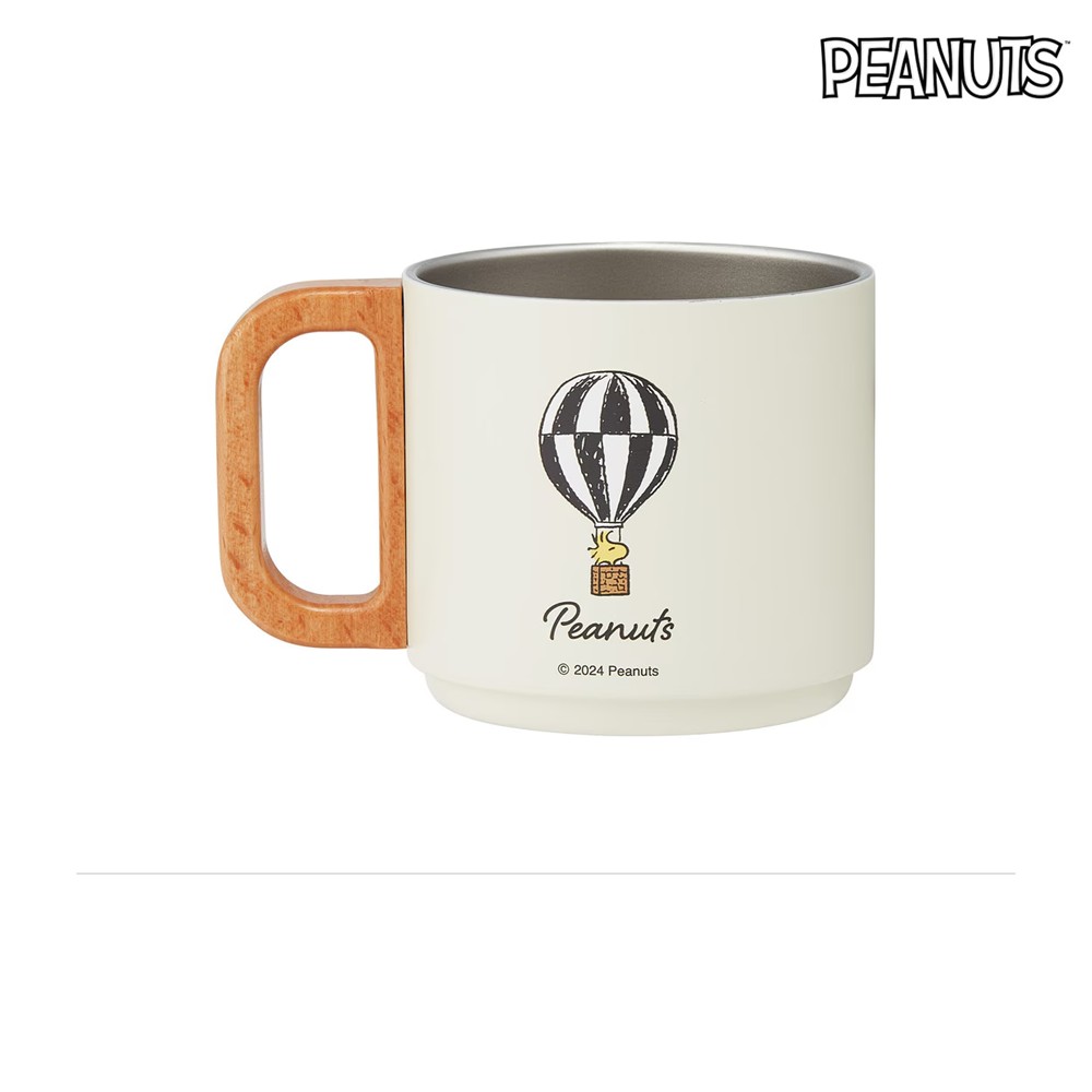스누피 머그 원목 손잡이 컵 스텐 350ml 캐릭터 굿즈 선물 - 상세 이미지 3