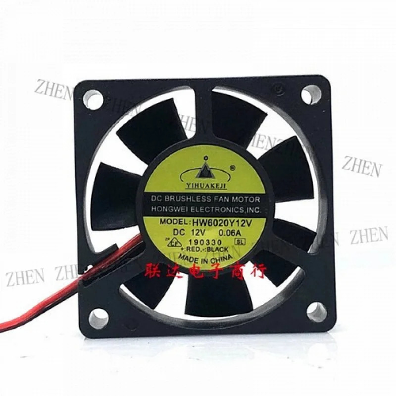 YIHUAKBJI HW6020Y12V 6CM 12V 0.06A 2선식 냉각팬Y