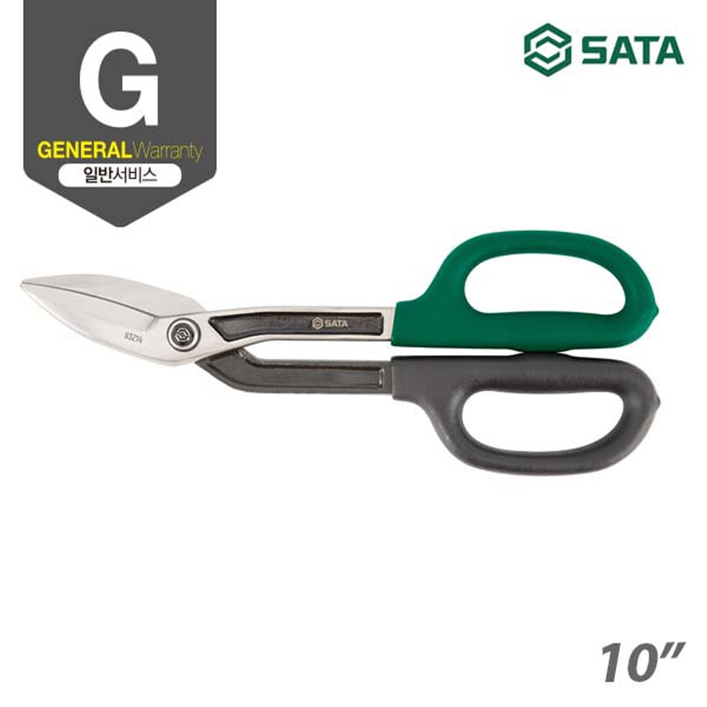 사타 SATA 곡선형 철판 가위 286mm(10인치) 93214 함석가위 철판가위 - 상세 이미지 2