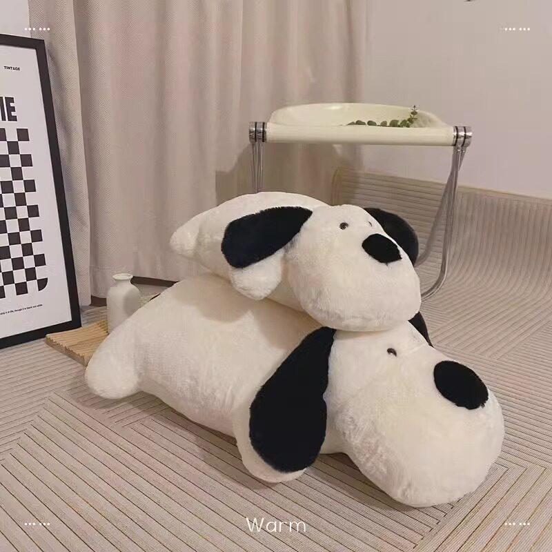 강아지 모양 베개 침대 인테리어 쿠션 멍멍이 소파 블랙 앤 화이트 누운 강아지 50cm - 상세 이미지 3