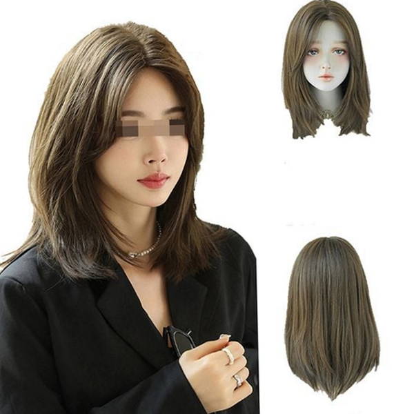 시스루 단발 가발 레이어드 여성 통가발 데일리 머리 패션 - 상품 이미지