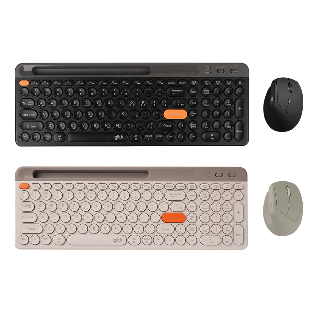지클릭커 오피스프로 WMK960B 멀티페어링 무선 블루투스 태블릿 키보드 버티컬 마우스 세트 에스프레소블랙 - 상세 이미지 2