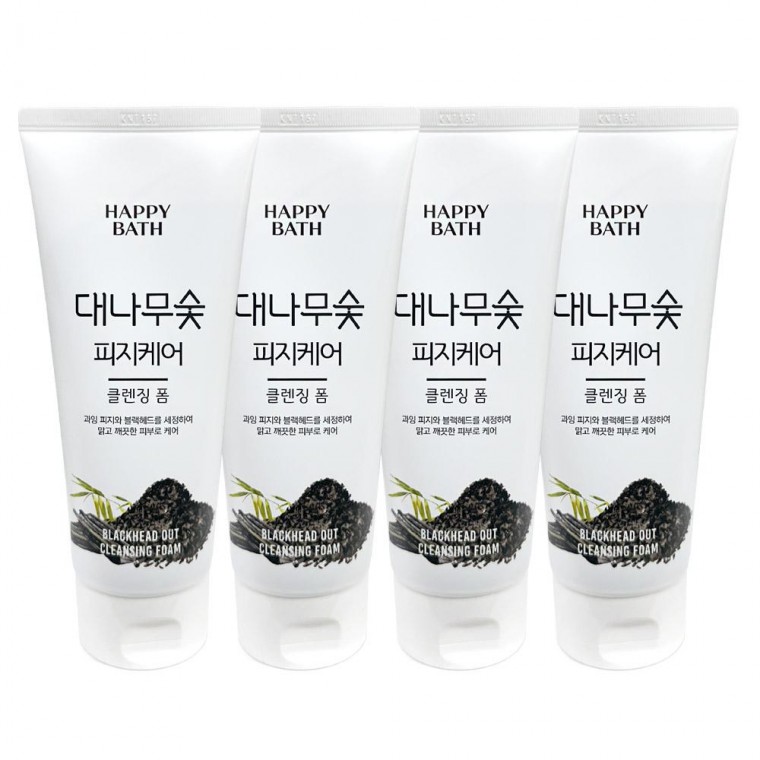 해피바스 대나무 숯 피지 클렌징폼 200ml 4개 - 상품 이미지