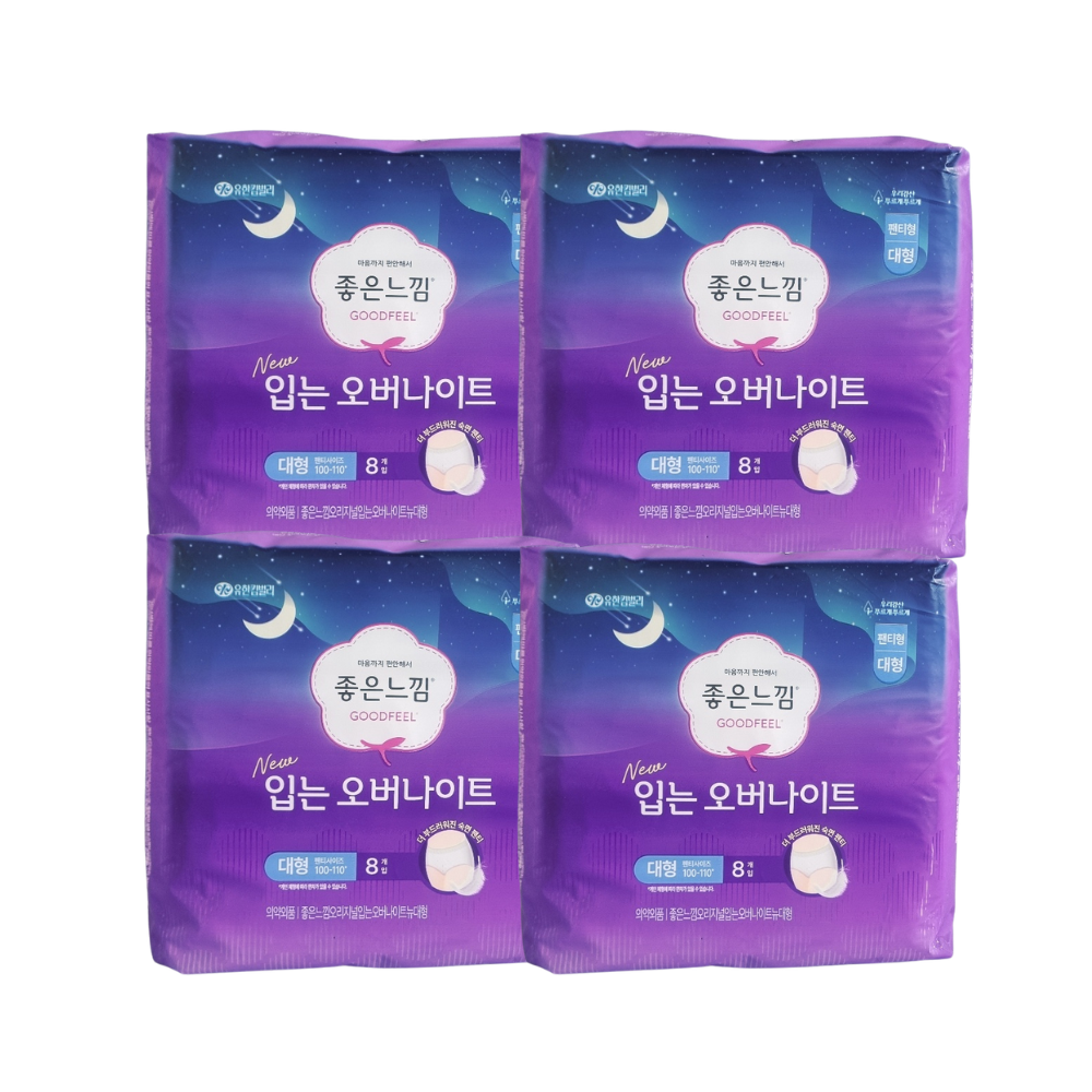 좋은느낌 입는 오버나이트 대형(L) 8P x4팩 생리대 - 상품 이미지