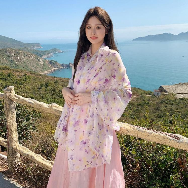 여행 휴가 숄 스카프 실크 해변 패션 자외선 차단 휴양지 - 상세 이미지 4