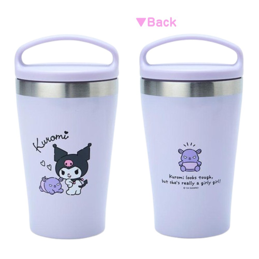 산리오 캐릭터 핸들 텀블러 330ml 뚜껑 포함 보온 보냉 진공 단열 컵 일본직수입 정품 쿠로미 - 상세 이미지 4