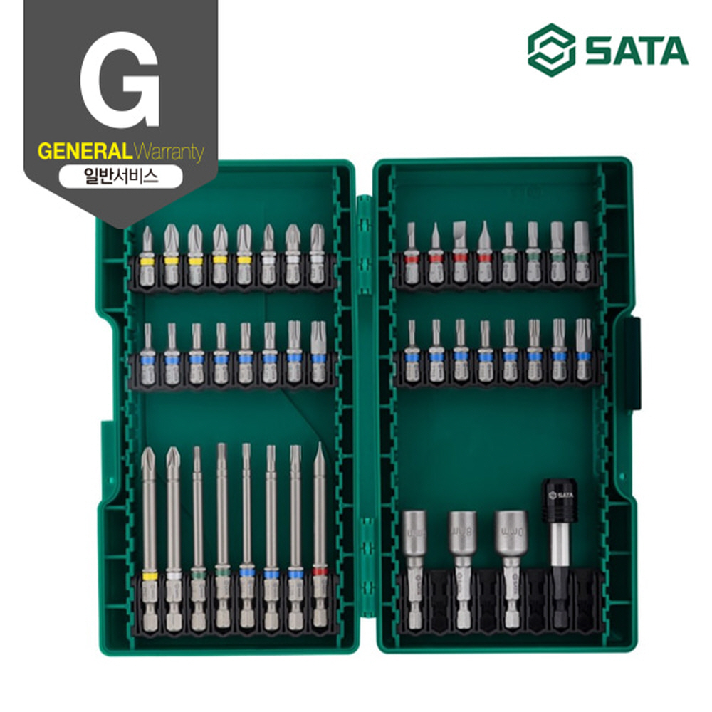 사타 SATA 전동 공구 액세서리 세트 44PCS 09337 일자 십자 육각 별 드라이버 비트 - 상세 이미지 2