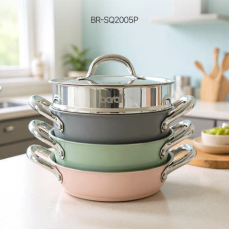 DEFAULT 협력사 최신제조 보랄 더 셰프 스택국 찜기 & 냄비세트 BR-SQ2005P