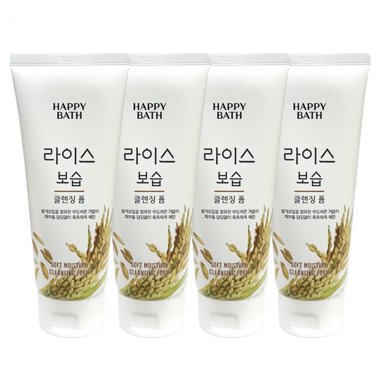 해피바스 라이스 쌀 보습 클렌징폼 200ml 4개 - 상품 이미지