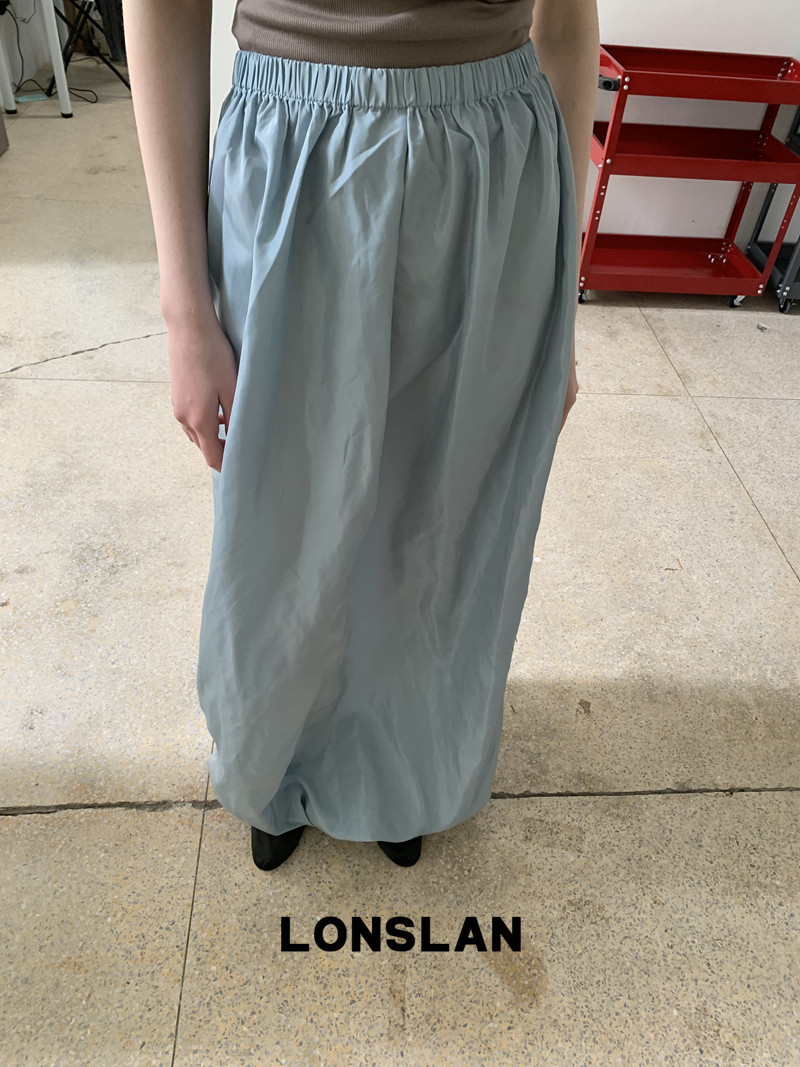 LONSLAN 론슬란 롱스커트 밴딩 셔링 벌룬 스커트 치마 이미지 6