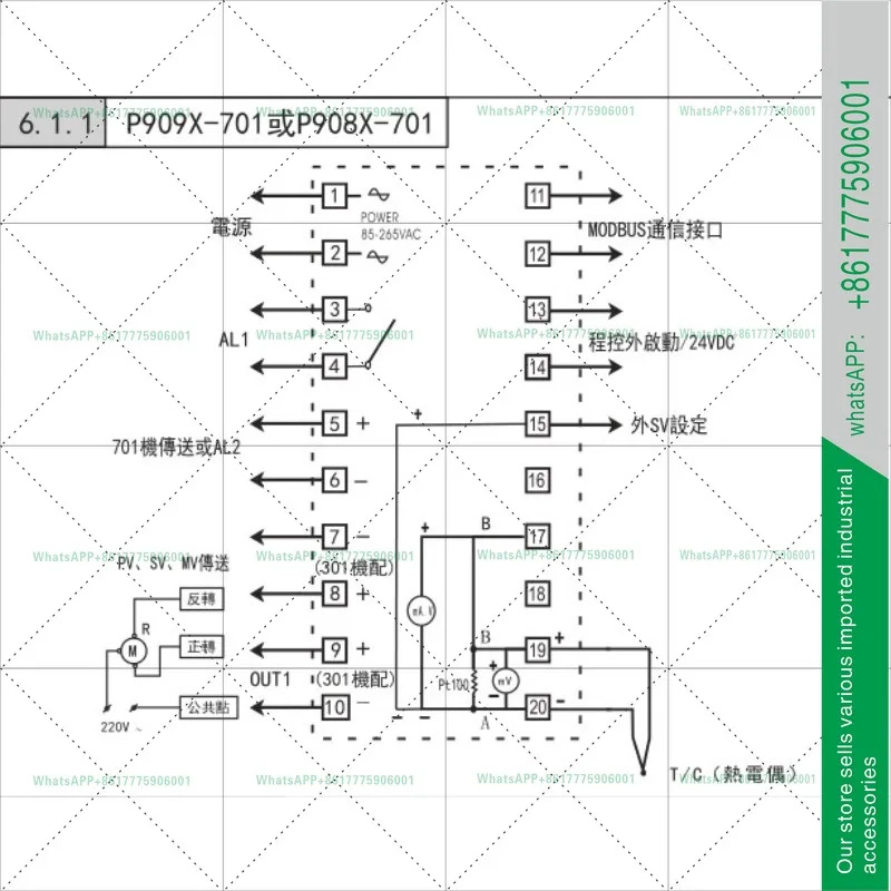 판듀잇 P909X-101-201-301-701-901-010-020-030-000AX 지능형 PID 온도 조절기
