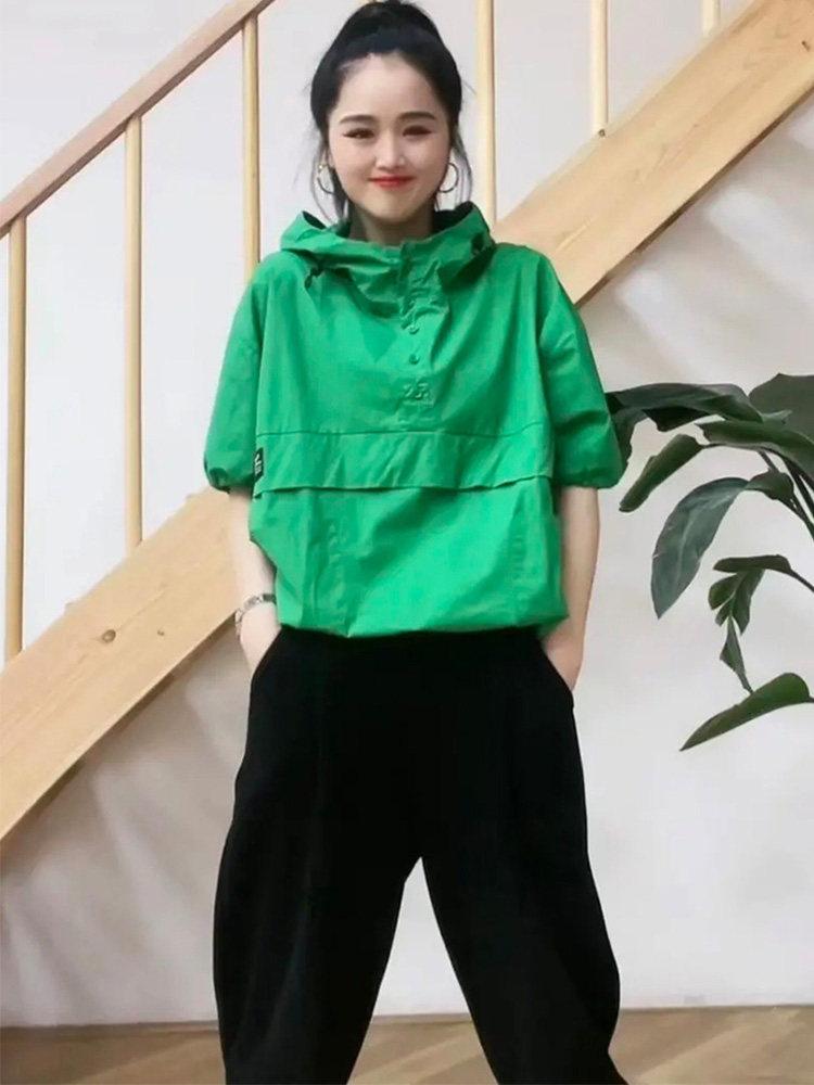 셔츠 점퍼 여성 후드 루즈핏 캐주얼 코트 봄여름 여성봄잠바 자켓 - 상품 이미지