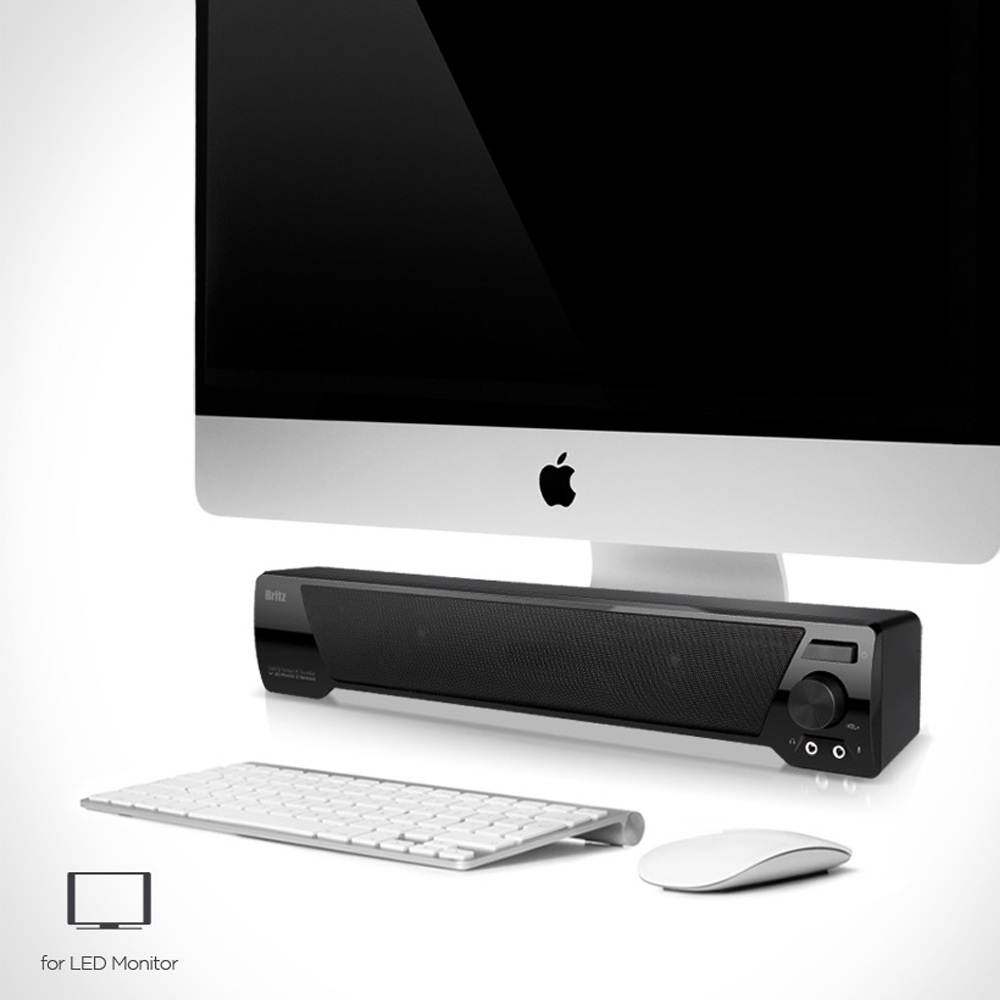 브리츠 2채널 사운드바 USB 게이밍 스피커 PC 컴퓨터 모니터 데스크 테이블 + Y젠더 - 상세 이미지 4