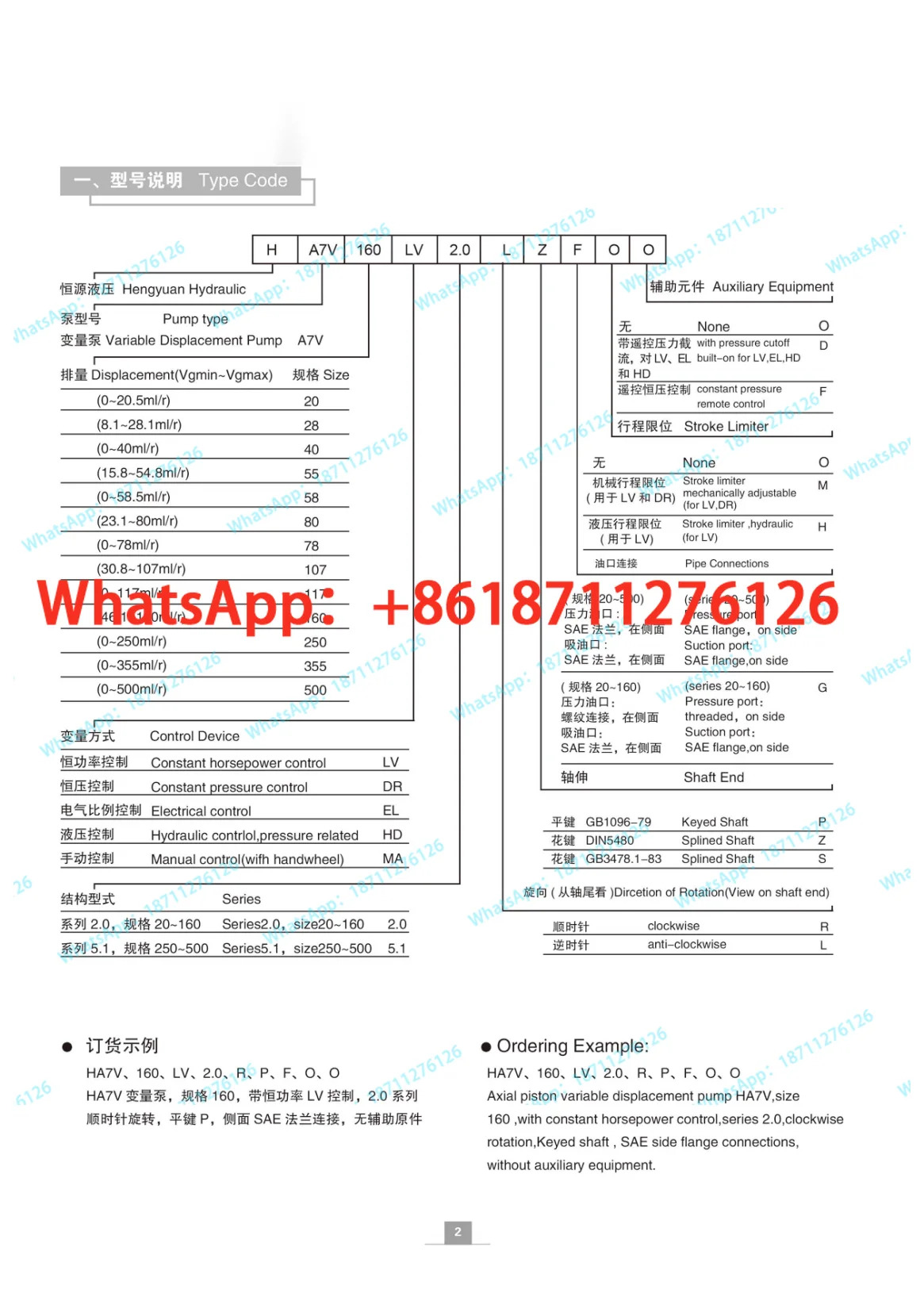 오리지널 A7V160LV1RPF00 55 58 78 80 107 117 EL MA DR HD 앵글드 샤프트 피스톤 펌프
