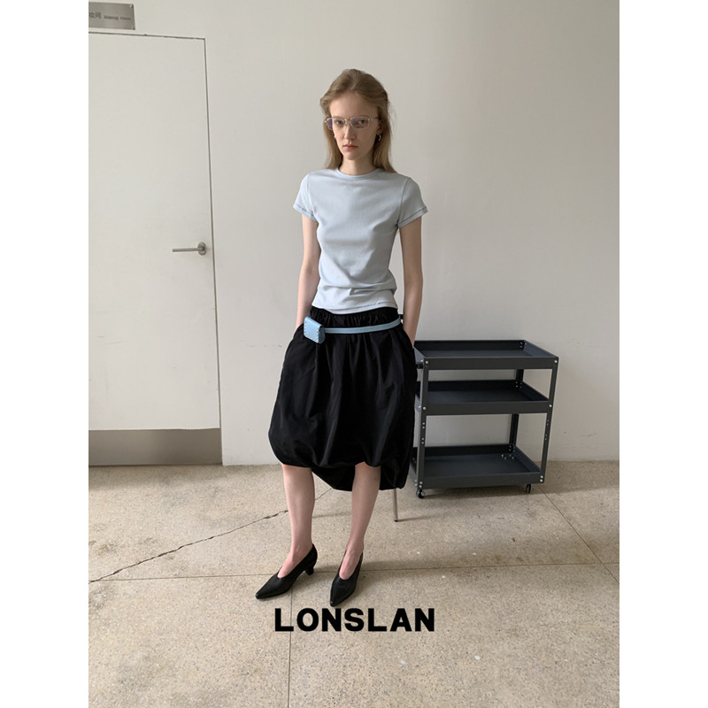 LONSLAN 론슬란 롱스커트 밴딩 셔링 벌룬 스커트 치마 - 상세 이미지 5