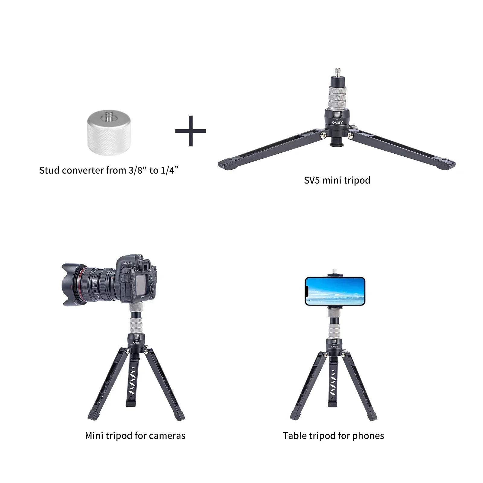 Cayer CF34DVH4 탄소 섬유 카메라 비디오 모노포드호환 키트SLR DSLR 디지털 카메라유체 헤드 포함