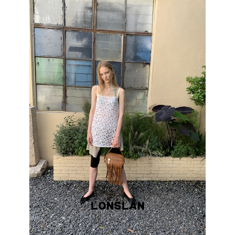 LONSLAN 론슬란 레이스나시 뷔스티에 시스루 레이어드 화이트 나시탑 - 상세 이미지 2