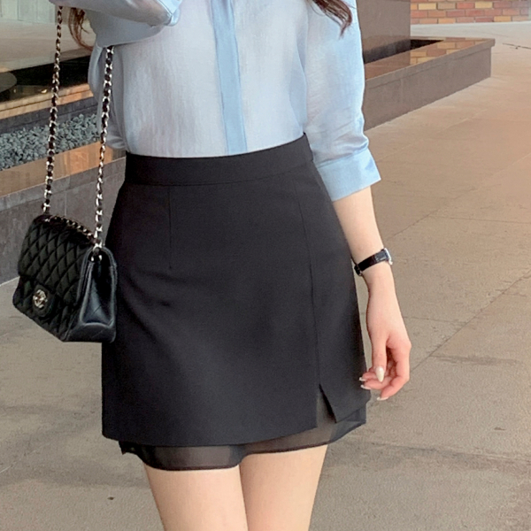 벨라 쉬폰 트임 미니 스커트 sk6887 - 메인 이미지