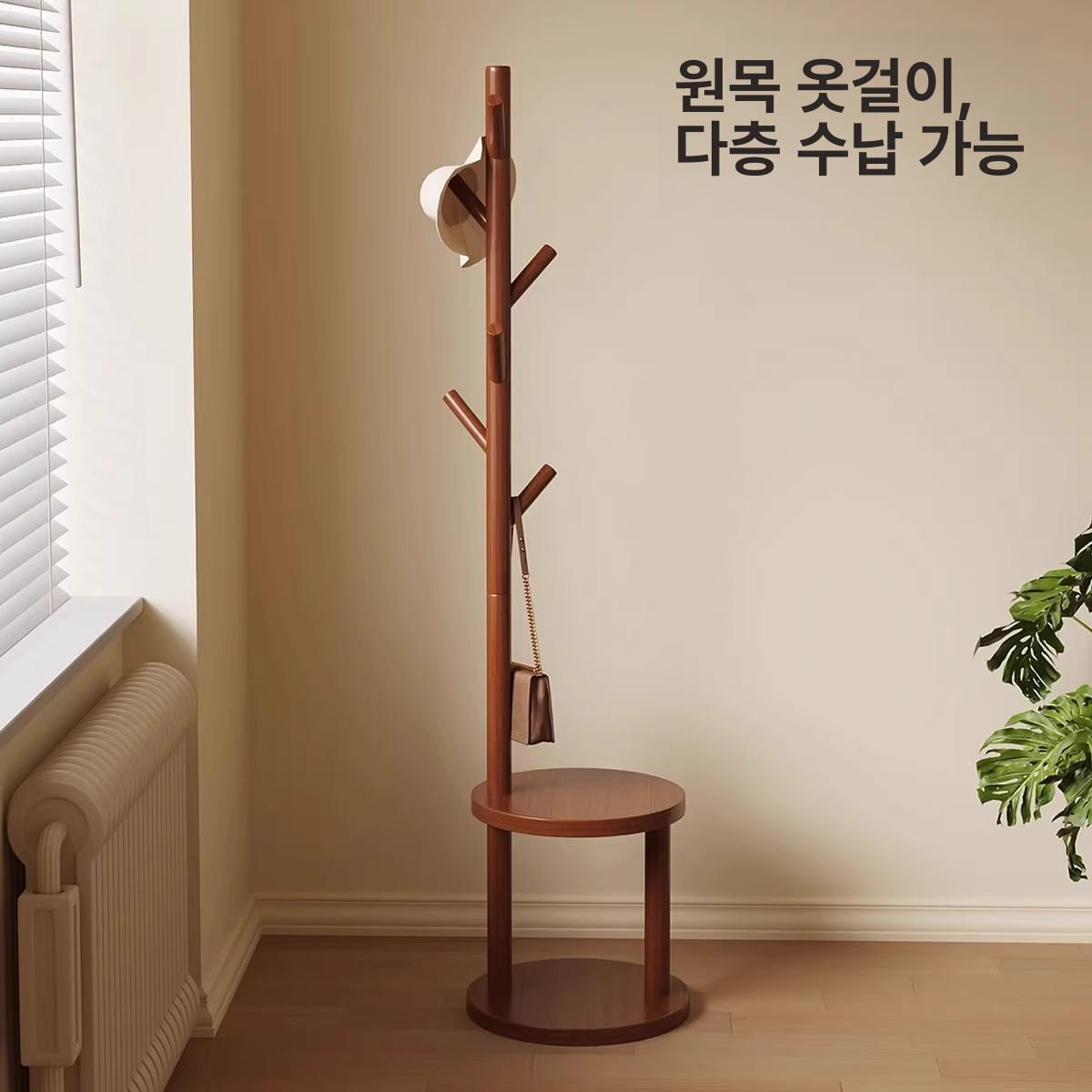코트랙 다기능 이동식 원목 현관 선반 사무실 모던 인테리어 옷걸이 외투 보관 자취 - 상세 이미지 2