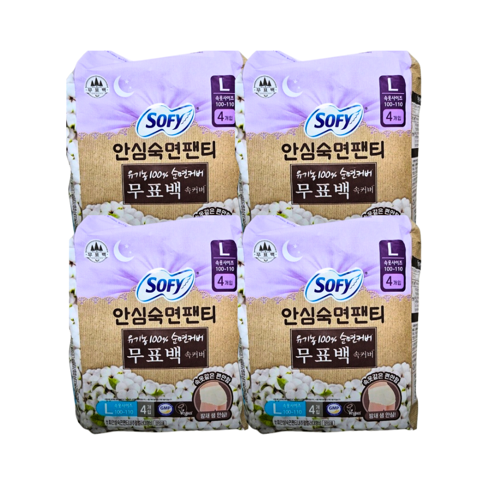 쏘피 안심숙면팬티 무표백 대형 L 4P x4팩 생리대 - 상품 이미지