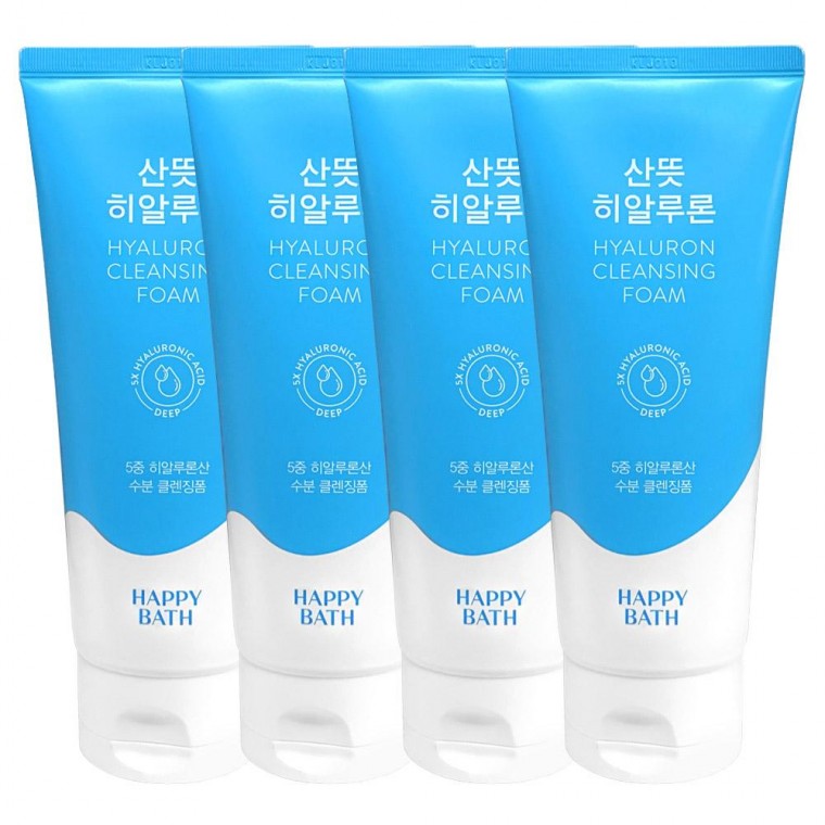해피바스 산뜻 히알루론산 수분 클렌징폼 200ml 4개 - 상품 이미지