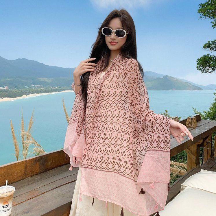 여름 숄 여성 판초 몽골 보헤미안 여행 해변 케이프 - 상품 이미지