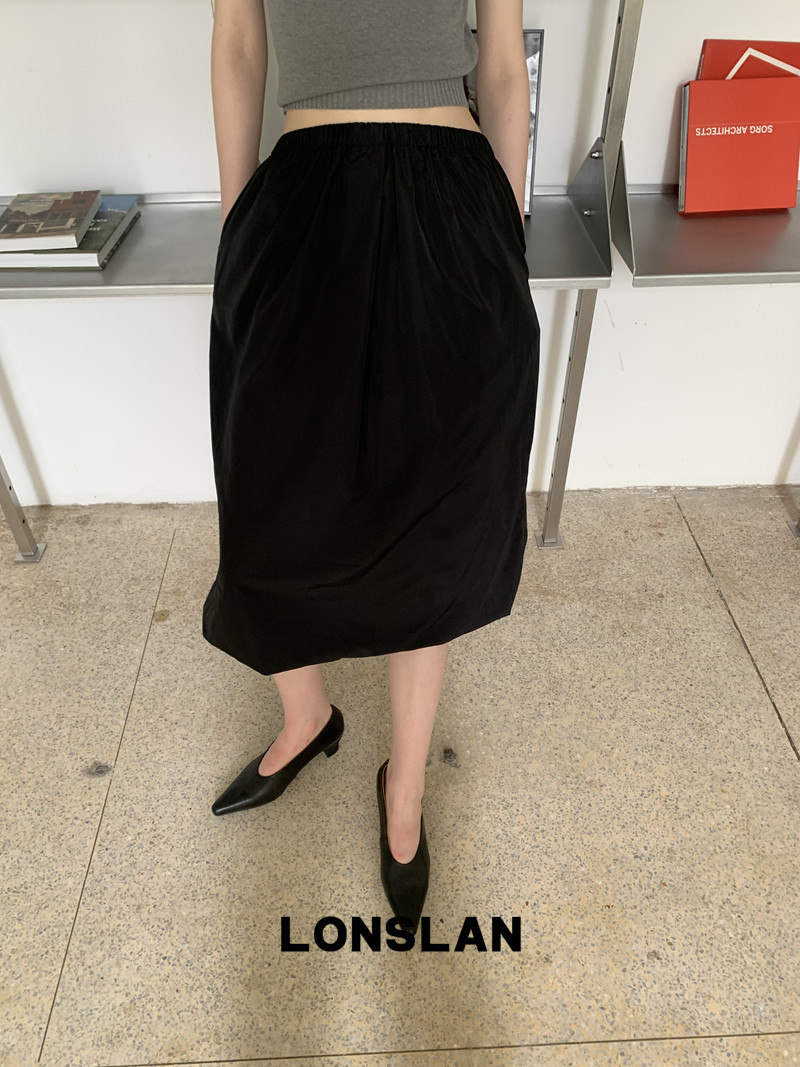 LONSLAN 론슬란 롱스커트 밴딩 셔링 벌룬 스커트 치마 이미지 7
