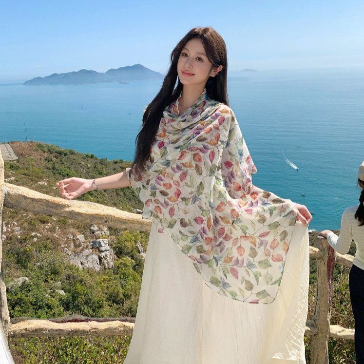 여행 실크 숄 여성 여름 자외선 차단 패션 해변 히잡 - 상세 이미지 3