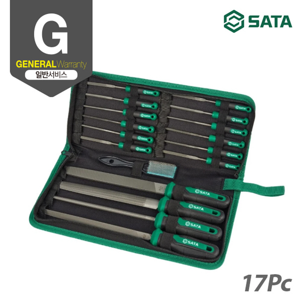 사타 SATA 프로파일 줄 세트 17PCS 03719 평 원형 삼각 반원 사각 야스리 - 상세 이미지 2