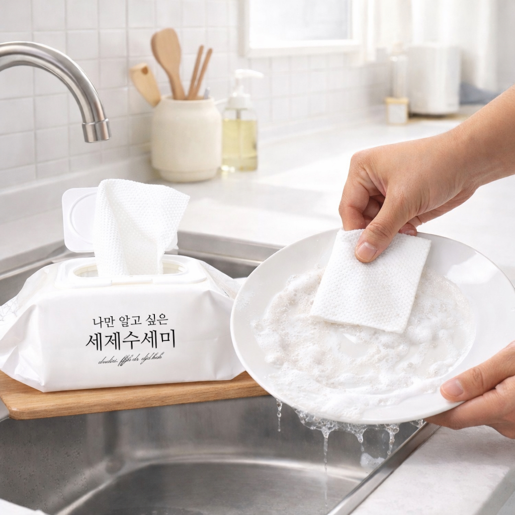 싹한장 뽑아쓰는 세제 일회용수세미 30매 - 상품 이미지