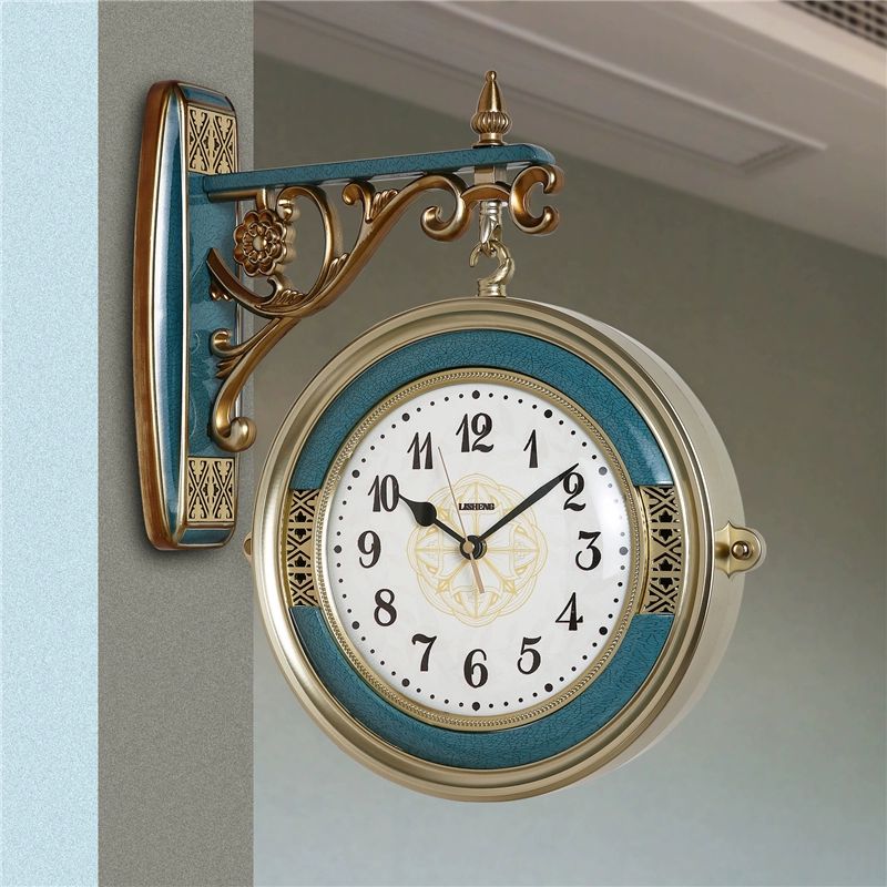 유럽풍 벽걸이 시계 거실 무소음 양면 엔틱 레스토랑 8391 세라믹블루 (사슴) 18inch - 상세 이미지 3