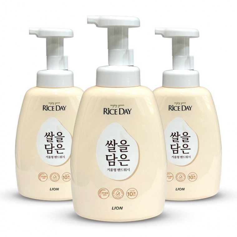 라이온 라이스데이 쌀 거품 버블 핸드워시 핸드솝 500ml 3개 - 상품 이미지