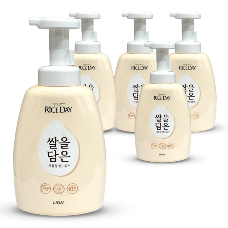 라이온 라이스데이 쌀 거품 버블 핸드워시 핸드솝 500ml 5개 - 상품 이미지