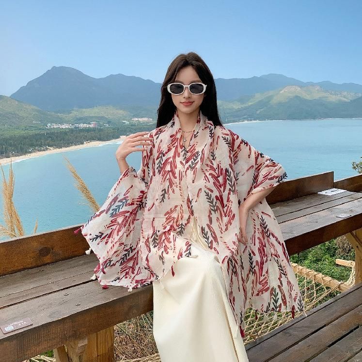 해변 여행 숄 비치 여름 휴가 패션 캠핑 바캉스 여성 - 상세 이미지 2