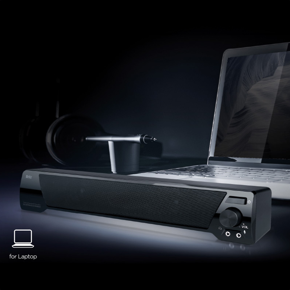 브리츠 2채널 사운드바 USB 게이밍 스피커 PC 컴퓨터 모니터 데스크 테이블 + Y젠더 - 상품 이미지