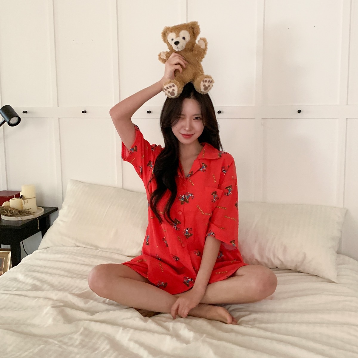 디즈니 뮤즈미키반팔잠옷세트 남자 여자 반바지 여름 파자마 홈웨어 선물 커플 이미지 7