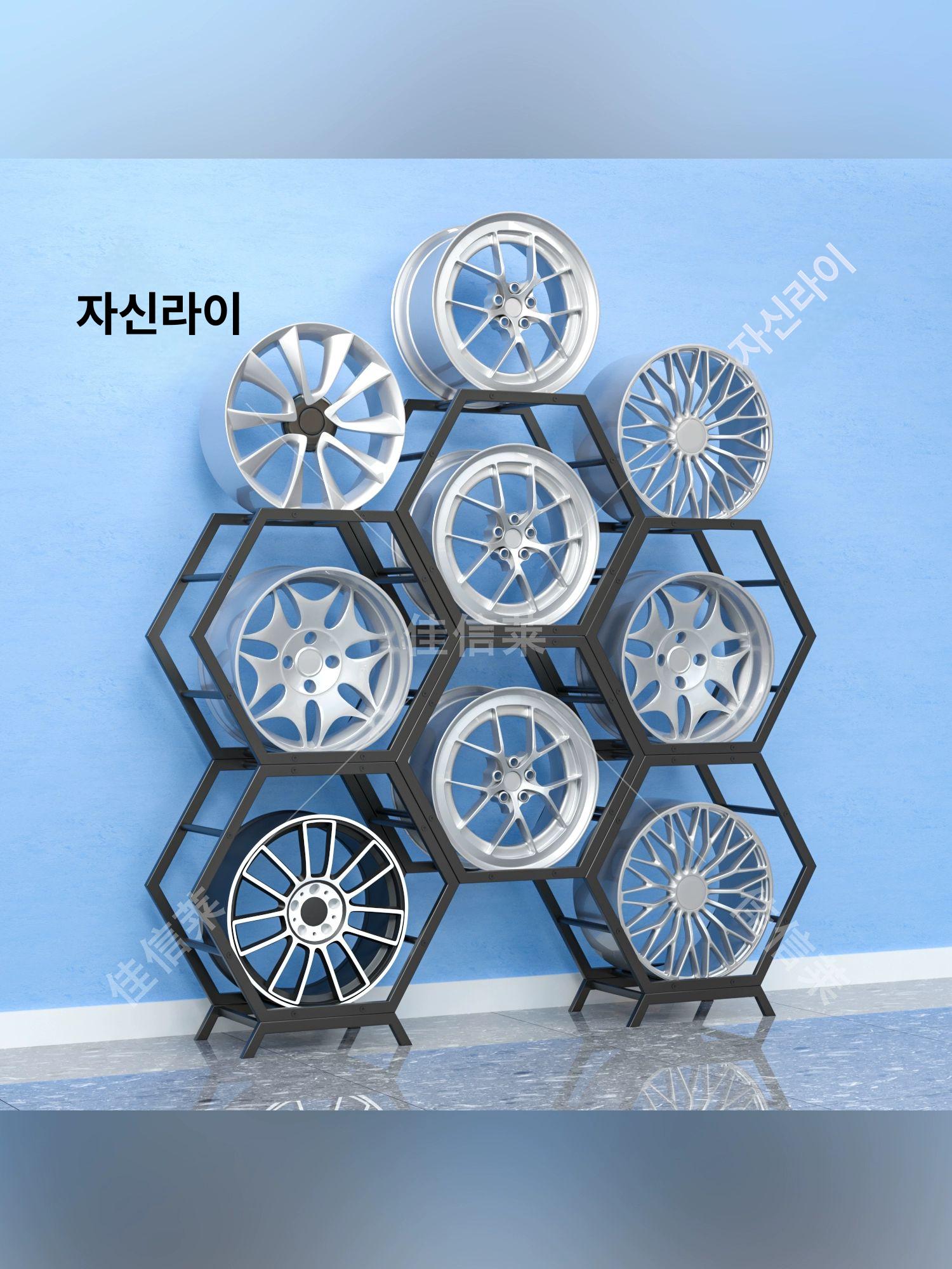 자동차 휠 진열대 디스플레이 3단 정비소 바퀴 전시대 프레임 판매대 쇼케이스 카센타 - 상세 이미지 3