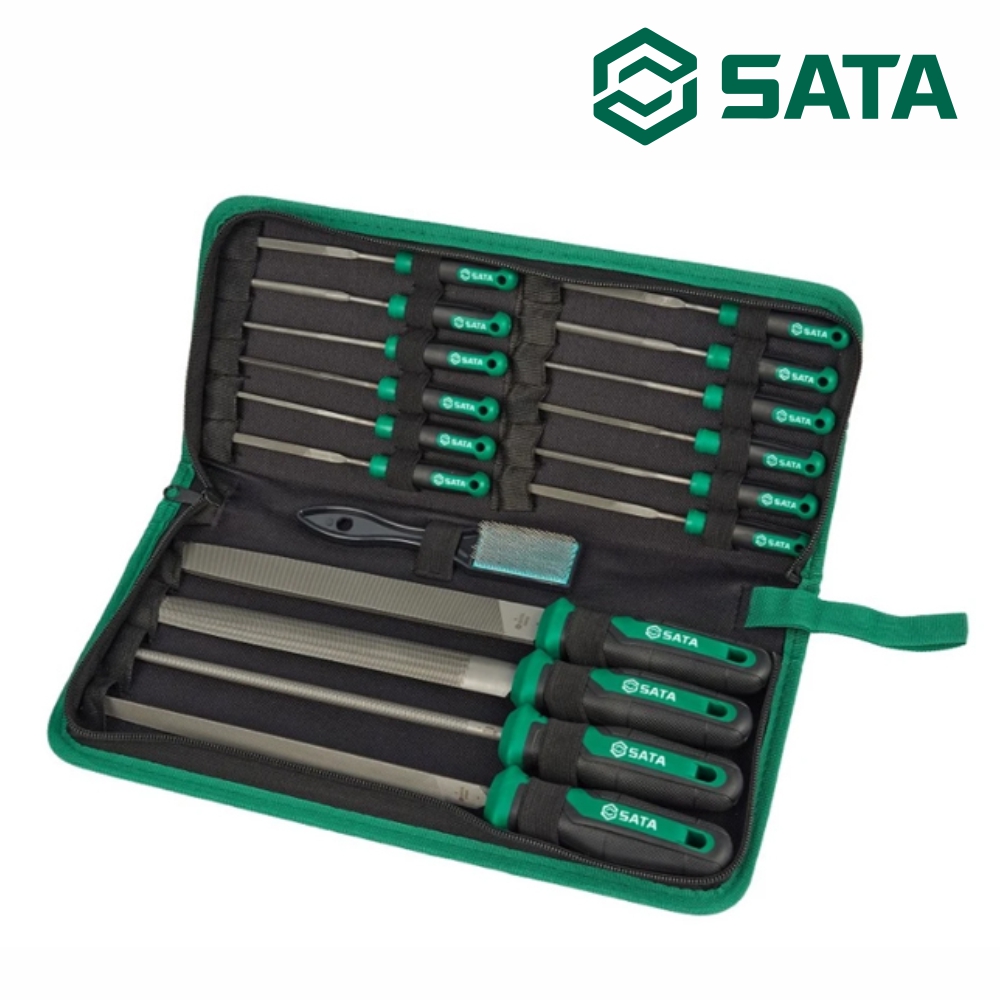 사타 SATA 프로파일 줄 세트 17PCS 03719 평 원형 삼각 반원 사각 야스리 - 상품 이미지