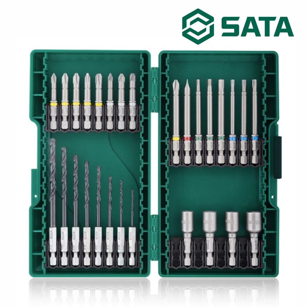 사타 SATA 전동 공구 액세서리 세트 28PCS 09336 드라이버 육각 별 비트 - 상품 이미지